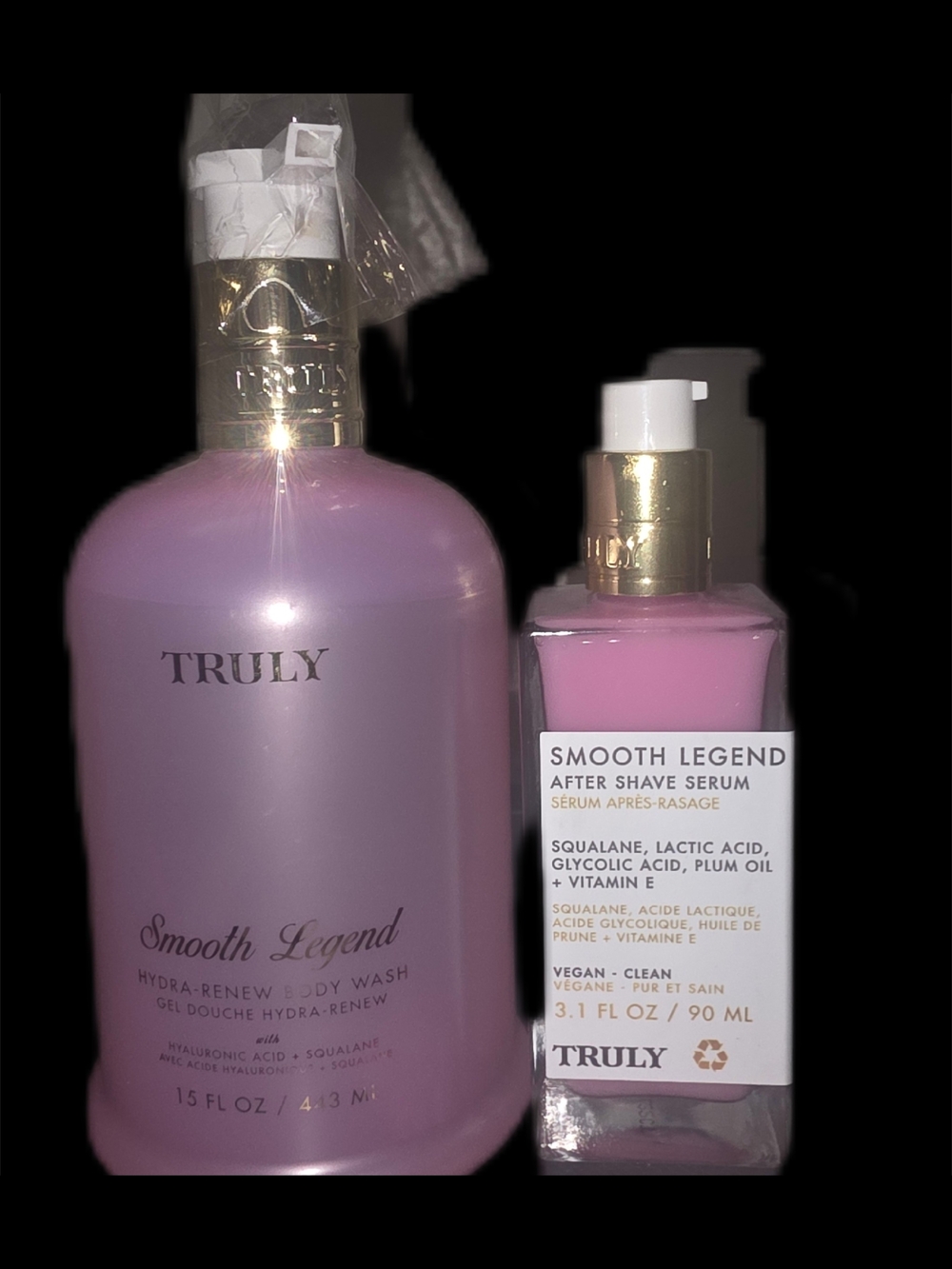 TRULY Smooth Legend Pink Body Wash & After Shave Serum Duo